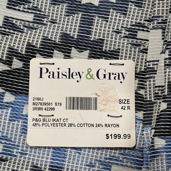 Paisley & Gray Blazer Mens 42R Slim Aztec Southwest NWT Sport Jacket Blue - Picture 8 of 10